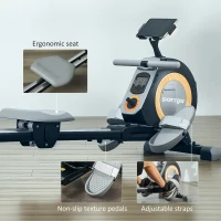 SPORTNOW Rowing Machine, 16-Level Magnetic Rower Machine with LCD Monitor and Phone Holder, Black(m-9)