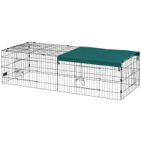 PawHut Gaiola para Animais Pequenos de Aço com Toldo para Coelhos e Roedores 185x75x50 cm Verde(m-7)