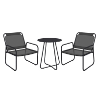 Outsunny Conjunto de Jardim 3 Peças 2 Poltronas e Mesa Redonda Aço e Textileno Cinza