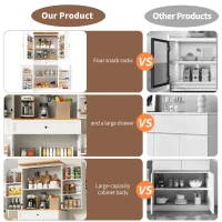 Tall Kitchen Sideboard with Maximised Storage and Anti-Tip Safety, Double-Door Cabinets for Dining Room, 80L x 40W x 180H cm, White(m-4)