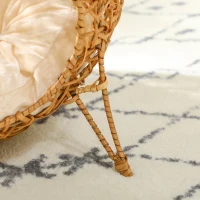 PawHut Cesta de para Gatos com Almofada Acolchoada Ø40x32 cm Castanho Claro(m-5)