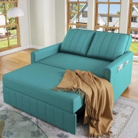 Multifunctional Folding Sofa Bed with Adjustable Backrest and 2 Cushions, Daybed Ideal for Small Homes, 127L x 75-180W x 94H cm, Green(m-7)