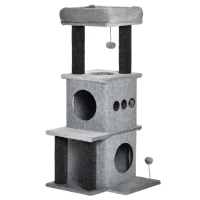 PawHut Árvore Arranhador para Gatos com Plataformas e Arranhadores 48x48x100 cm Cinza(m-1)