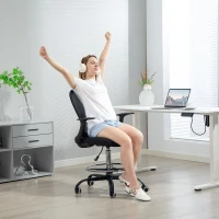 HOMCOM Cadeira Ergonómica com Apoio de Pés e Braços Rebatíveis 59x62x99-119 cm Preto(m-5)