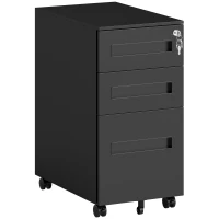 Vinsetto Three-Drawer Steel Filing Cabinet - Black(m-10)