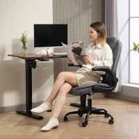 HOMCOM Cadeira de Escritório Ergonómica com Braços Rebatíveis Cinza 67x65x110 cm Escuro(m-2)