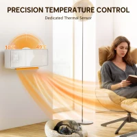 HOMCOM 2000W Ceramic Electric Heater with Fan, Adjustable Thermostat, Wall Mounted - White(m-7)