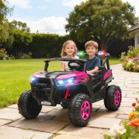 AIYAPLAY 24V Electric Ride on Car, 2-Seater Electric Car for Kids with Remote, Bluetooth, Soft Start, Suspension Spring, Pink(m-2)