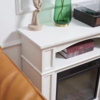 Șemineu electric HOMCOM cu mantă și efect flăcări 3D, 1.800 W, alb(m-5)
