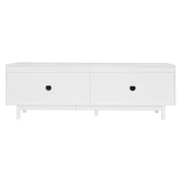 Modern Lowboard TV Cabinet with Push-to-Open Doors and Adjustable Shelves, TV Stand for Living Room, 175L x 38W x 56H cm, White(m-11)