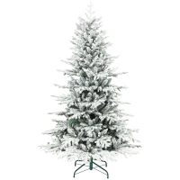 HOMCOM Künstlicher Weihnachtsbaum, 180cm Christbaum mit Schnee, 1815 Zweigen, klappbarem Metallständer(m-10)