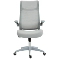 HOMCOM Sedia da Ufficio Ergonomica con Braccioli Regolabili, Schienale a Rete e Poggiatesta, Grigio(m-10)