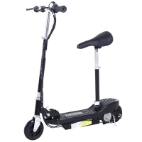 HOMCOM Powered E-Scooter Ride-On, with Brakes, Adjustable Seat, Adjustable Handlebars, Black(m-1)