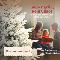 HOMCOM Künstlicher Weihnachtsbaum, 180cm Christbaum mit Schnee, 1815 Zweigen, klappbarem Metallständer(m-4)