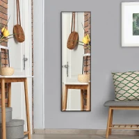 HOMCOM Espelho de Parede Grande 120x35 cm Moldura Alumínio Preta Película de Segurança(m-2)