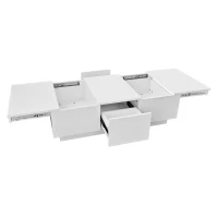High‑gloss Coffee Table with Push‑Pull Concealed Storage, Double‑Sided Drawers, TV Stand for Living Room, 100L x 50W x 31H cm, White(m-9)