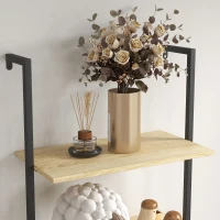 HOMCOM Estante Escada de Parede 6 Prateleiras Industrial Aço 60x30x206 cm Cor Madeira(m-5)