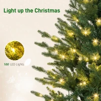 HOMCOM Set of Two Artificial 4ft Christmas Trees, with Lights - Green(m-5)