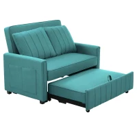 Multifunctional Folding Sofa Bed with Adjustable Backrest and 2 Cushions, Daybed Ideal for Small Homes, 127L x 75-180W x 94H cm, Green(m-11)