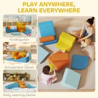 AIYAPLAY 9-Piece Soft Play Set, Kids Soft Play Foam Blocks with Detachable Cover for Climbing and Crawling(m-8)