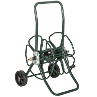 Outsunny Enrolador de Mangueira com Rodas 30 m (Ø16 Mm) Carrinho em Metal Verde Escuro
