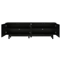 Modern Lowboard TV Cabinet with Push-to-Open Doors and Adjustable Shelves, TV Stand for Living Room, 175L x 38W x 56H cm, Black(m-8)