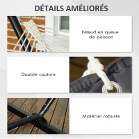 Outsunny Hamac com Suporte de Aço e Almofada 368x140x110 cm Cinza Escuro(m-5)