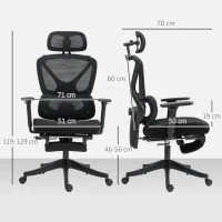 HOMCOM Ergonomic and Adjustable Office Chair - Black(m-3)