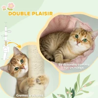 PawHut Arranhador para Gatos para Fixar ao Teto Altura Ajustável 220-240 cm Plataformas em Flor e Sisal 30x25x240 cm Verde(m-4)