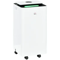 HOMCOM Deshumidificador Eléctrico 10L/día Depósito de Agua 2,5L con 5 Modos 2 Velocidades Temporizador 25x25x50,5cm Blanco(m-10)