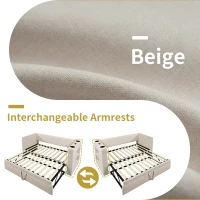 3ft Upholstered Daybed With Cup Holders, 3 USB and Type‑C Charging Ports, Single Sofa Bed for Compact Room, 207L x 98W x 74H cm, Beige(m-4)