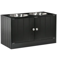 PawHut Comedouro Elevado para Cães com 2 Tigelas de Aço Inoxidável e Espaço de Armazenamento Oculto 60x30x35,5 cm Branco(m-1)
