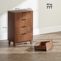 HOMCOM Cômoda 4 Gavetas Compacta Efeito Madeira Castanho 60x36x90 cm(m-3)