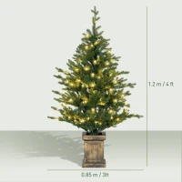 HOMCOM Set of Two Artificial 4ft Christmas Trees, with Lights - Green(m-3)