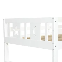 Children's Bunk Bed with Staircase, Drawer Storage, Slatted Base, Solid Wood Frame for Compact Room, 225L x 140W x 150H cm, White(m-9)