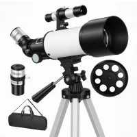 Outsunny Telescopio astronomico 70 mm, 0x/16x, con treppiede regolabile, Bianco(m-1)