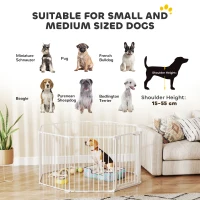 PawHut 8-Panel Metal Folding Safety Gate & Playpen, 61 x 75 cm Panels (24 x 29.5 in) — White(m-5)