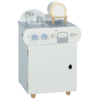 AIYAPLAY Set Cucina con Lavello e 32 Accessori, MDF, 3+, 36cm x 26cm x 52cm, Celeste(m-1)