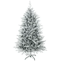 HOMCOM Künstlicher Weihnachtsbaum 180 cm künstlich Tannenbaum mit Schnee, 1976 Spitzen für drinnen(m-11)