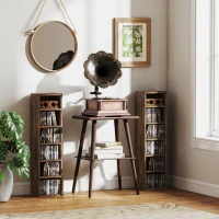 HOMCOM Conjunto 2 Estantes Coluna para CD 12 Compartimentos Até 204 CDs 21x22,5x88,5 cm Castanho Rústico(m-5)