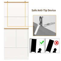 Tall Kitchen Sideboard with Maximised Storage and Anti-Tip Safety, Double-Door Cabinets for Dining Room, 80L x 40W x 180H cm, White(m-6)