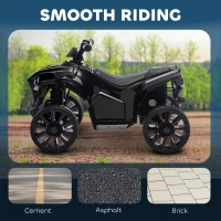AIYAPLAY 6V Kids ATV, 4 Wheeler Electric Ride on Car with Music and LED Headlights, for Ages 3-8 Years Boys and Girls, Black(m-5)