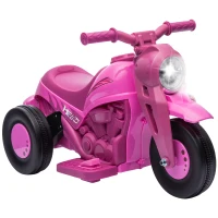 AIYAPLAY Moto Elétrica Infantil 2-5 Anos 3 Rodas 6 V Bolhas Luzes e Sons 80x36x43,5 cm Rosa(m-1)