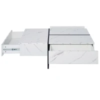 High-Gloss Coffee Table with App-Controlled Colour-Changing LED Lighting, Tea Table with 3 Drawers, 100L x 50W x 34.5H cm, Black+White(m-8)