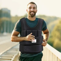HOMCOM Gilet zavorrato regolabile da 10 kg, con pesi rimovibili, in tessuto Oxford, Nero(m-2)