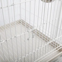 PawHut Grande volière cage à oiseaux design avec mangeoire perchoir suspendu plateau amovible étagère et roulettes 54L x 54l x 153H cm blanc(m-8)
