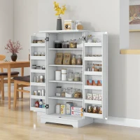 HOMCOM Buffet de Cozinha 5 Níveis com Portas e Prateleiras Reguláveis 60x40x120 cm Creme(m-2)