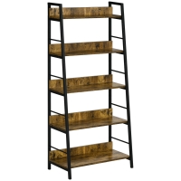 HOMCOM Estante Estilo Industrial Inclinada 5 Prateleiras 70x35x150 cm Castanho
