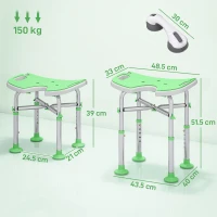 HOMCOM 39-51.5cm 'U' Seat Padded Shower Stool - Green(m-3)