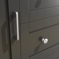 Tall Kitchen Cabinet with Open Middle Shelf and Five Drawers, Large Storage Cupboard for Dining Room, 115L x 40W x 180H cm, Black(m-9)